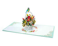 Meilleure carte pop-up 3D en papier avec motif de panier de fleurs de HMG Vietnam