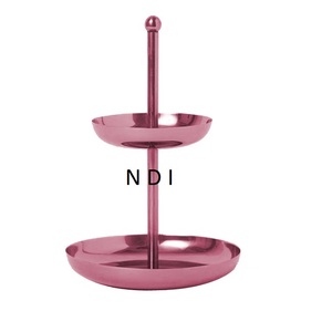 Producto de venta más grande Soporte de pastel de aluminio redondeado Soporte para servir pastel de frutas Para soporte de pastel de metal de diseño hecho a mano de dos niveles - Product Image 1