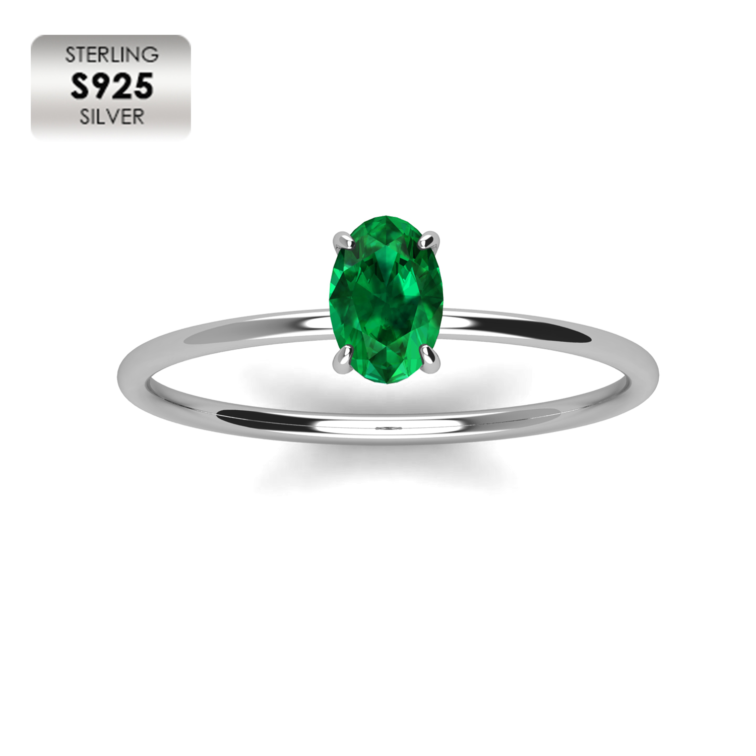 925 Silver 18K White Gold Plated Dainty Ring