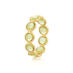 Fine Jewelry Natural Round Peridot Half Eternity Band <b>Ring</b> 18K Solid Yellow Gold Handmade Stackable Band <b>Rings</b> for Women <b>Girls</b> - Product Image 3