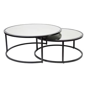 Modern Rustic <b>Nesting</b> Coffee <b>Table</b> Set of 2 Home Restaurant Hotels Metal <b>Tables</b> with Glass Top for Living Room Furniture - Product Image 1