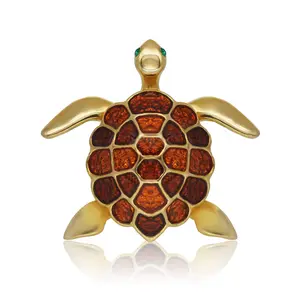 Broche tortue avec Badge en émail en métal, vitrail coloré