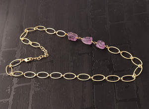 เครื่องประดับนำเทรนด์สร้อยสร้อยพลอยสีม่วงธรรมชาติสร้อยคอโซ่ประดับหินนำโชคประดับอัญมณีสร้อยคอโซ่หินธรรมชาติ - Product Image 2