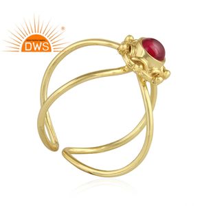 Proveedores de anillos de piedras preciosas de granate natural Diseño hecho a mano 925 Plata Chapado en oro Antiguo de moda para fiesta certificada Classic - Product Image 2