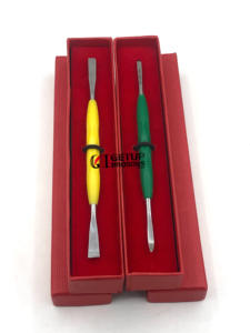 Poussoir à ongles de conception unique professionnelle avec poignée en plastique jaune et vert en acier inoxydable avec Instruments de beauté avec logo personnalisé - Product Image 4