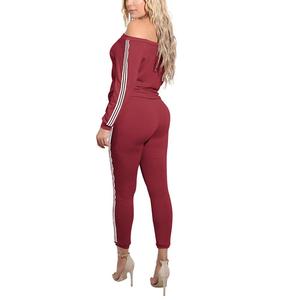 Conjunto de chándal con hombros descubiertos para mujer, Pantalón deportivo para gimnasio y trotar - Product Image 2