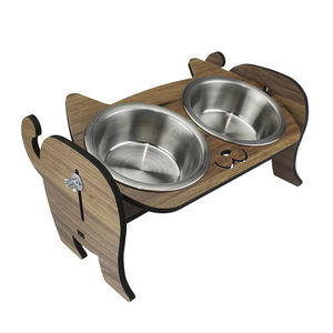 Bol à nourriture et à eau pour chat et chien en acier inoxydable écologique, motif animal rose, forme carrée, pour chats - Product Image 5