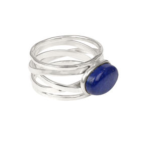 2025 meilleure vente bon bijoux Lapis Lazuli pierre précieuse naturelle empilable argent Sterling 925 concepteur femmes concepteur bague de mariage - Product Image 1