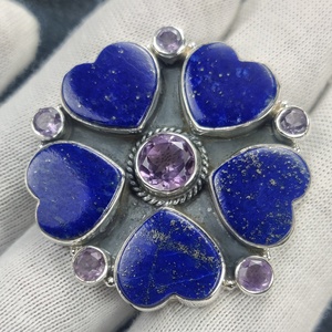 แหวนอัญมณีควอตซ์ธรรมชาติ Lapis Lazuli & ควัน925แหวนเงินแท้สเตอร์ลิงเครื่องประดับ OEM สำหรับขายส่ง - Product Image 2