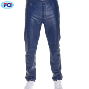 Pantalones de cuero PU informales de marca para hombre, ajustados con patrón recto, pantalones de motocicleta de cintura media, estilo de moda - Product Image 2