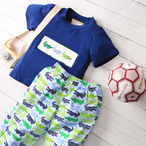 Conjunto para Niño Babeeni - Pantalones Largos Azul Marino con Estampado de Cocodrilos, 100% Algodón, Certificado OEKO-TEX, Ignífugo, Casual BB2134 - Product Image 2