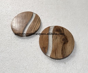 Juego de posavasos de madera de Acacia y resina de forma redonda de estilo Vintage personalizado, utensilios de cocina para el hogar, decoración de mesa de fiesta de cumpleaños usada - Product Image 2