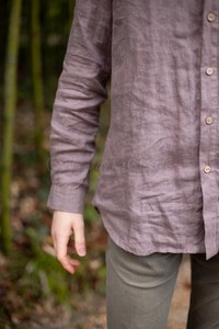 Ropa Bohemia para hombre, camisa de lino de manga larga con botones, ropa informal - Product Image 5