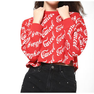 <span class=keywords><strong>Felpa</strong></span> squadrata <span class=keywords><strong>oversize</strong></span> con Logo personalizzato da donna <span class=keywords><strong>felpa</strong></span> con girocollo stampata <span class=keywords><strong>rossa</strong></span> e bianca per abbigliamento Casual invernale posizione Logo anteriore - Product Image 1