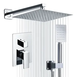 벽 마운트 강우량 샤워 꼭지 세트 크롬 욕실 폭포 시스템 욕실 샤워 수도꼭지 샤워 세트