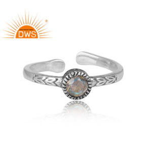 Anillo de piedras preciosas de labradorita llamativa de Plata de Ley 925 oxidada para mujer, fabricante de joyas, Colección clásica - Product Image 2