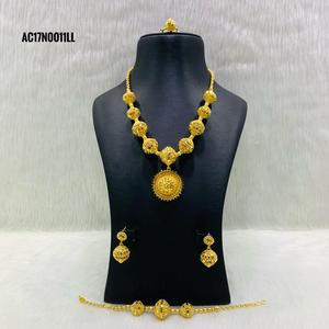 Indian Traditional Gold Plated <b>Necklace</b> With Earrings, Ring & Bracelets Set <b>for</b> Girls Women - Product Image 1