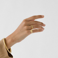 Bague en acier inoxydable plaqué or 18K, anneau avec ondulations irrégulières, empilables, pour femmes, expédition depuis la France