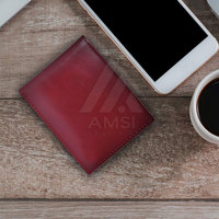 Dompet kulit minimalis pria, dengan saku depan panjang penutup terbuka dan lapisan kanvas produk terlaris