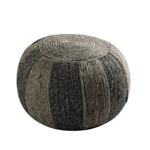 Elegant Design Hand Made Wool Poufs with Polystyrene Balls Filling for Floors