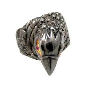 925 Sterling Silver Genuine Diamond Eagle Bird Ring Jewelry Wholesale Supplier