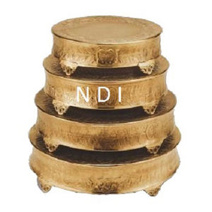 Juego de 4 soportes metálicos para pasteles de estilo único con acabado dorado para bodas, fiestas de Navidad y artículos para servir postres - Product Image 2