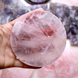 Conjunto de Piedras Preciosas de Cuarzo Rosa y Amatista |   Cuentas grandes de amatista con dijes de corazón gruesos |   Posavasos de Cristal y Piedra Natural al por Mayor - Product Image 4