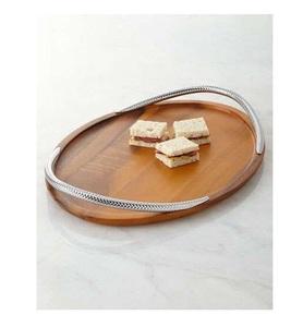 Plateau en bois d'acacia/mangue/pêche Fabricant exportateur pour la maison Hôtel Restaurant Plateau de service en bois au design fait main d'Inde - Product Image 4