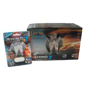 Blue Rhino 7 Pills Packaging Box and 3D Cards / Capsule Bottle with Blue Metal Cap