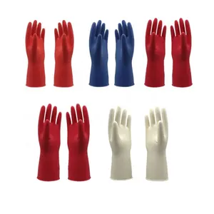 Guantes de mano, buena calidad, látex rojo, goma, para lavar platos de cocina