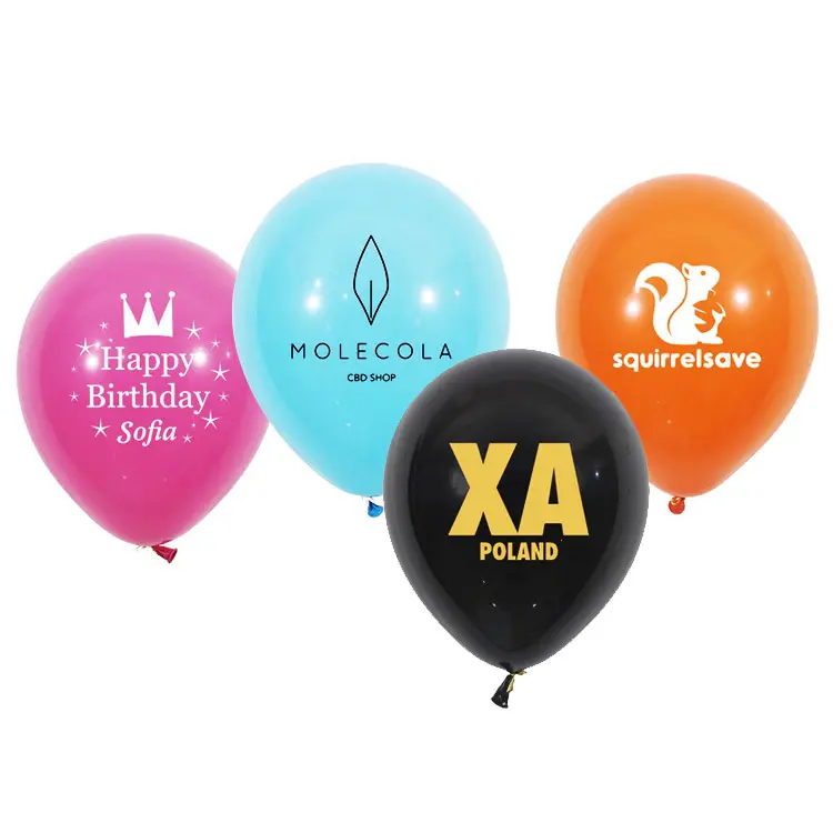 Globos de látex con impresión de pantalla de seda para niños, globos de fiesta con logotipo personalizado a granel, promoción al por mayor