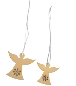 ANGLE WOOD DESIGN HANGING <b>ORNAMENT</b> HIGH QUALITY BEST CHRISTMAS TREE DECORATION WOODEN <b>ANGELS</b> - Product Image 1