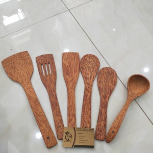Hot Deal Ensemble d'ustensiles de cuisine en bois de coco comprenant une fourchette cuillère spatules vaisselle de cuisine du Vietnam - Product Image 6