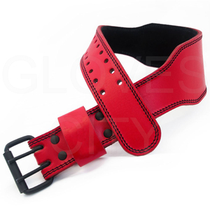 Cinturón de soporte de cintura en cuclillas para gimnasio, control de barriga ajustable duradero de cuero genuino de Color rojo al por mayor, peso de seguridad para Fitness - Product Image 1