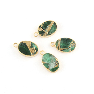 Forme ovale émeraude cuivre turquoise 10x14mm connecteur laiton 24k or plaqué connecteur bordé simple caution faisant des connecteurs - Product Image 6