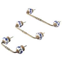 Poignées de meuble en céramique bleues et blanches faites à la main, design pont, qualité supérieure, style contemporain, durables pour usage hôtelier et de cuisine