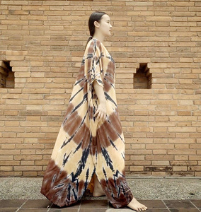 Vestido largo tipo caftán para mujer, vestido veraniego con estampado Tie-dye - Product Image 2