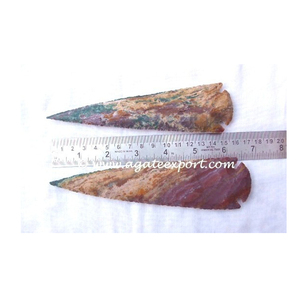Punta de flecha de ágata india de 7 pulgadas tallada piedra semipreciosa estilo Feng Shui exportador de piedras preciosas - Product Image 1