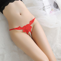Celana dalam renda Satin wanita murah grosir Thong setengah selip seksi dengan kontrol cahaya & dekorasi lubang
