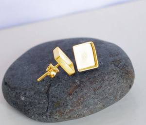 Pendientes de Plata de Ley 925 con forma de rectángulo hechos a mano, pendientes de 8 MM, joyería fina delicada al por mayor para mujer - Product Image 5