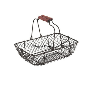 Panier en fil de fer noir fait à la main de haute qualité Top vente de stockage de table pour la cuisine panier en fil de forme rectangulaire - Product Image 1