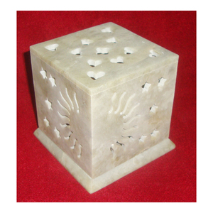 เชิงเทียนหินธรรมชาติรูปหัวใจแกะสลักทรงสี่เหลี่ยม - Product Image 1