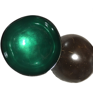 Bol de noix de coco incrusté d'argent du Vietnam artisanat de laque brillante avec finition naturelle mate pour la décoration de la maison - Product Image 1