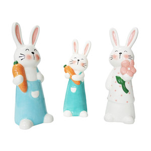 Décoration de la maison lapin de Pâques en céramique sculpture pour le salon - Product Image 2