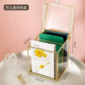 Station de rangement de maquillage de luxe, support de bureau en métal doré acrylique - Product Image 3