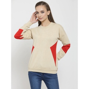 Automne femmes sweat à capuche court grande taille goutte épaule col côtelé impression personnalisée Logo col montant sweat à capuche sweat - Product Image 3