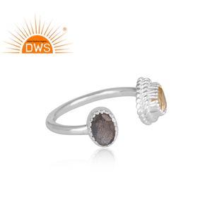 ลาบราดอไรต์ธรรมชาติและซิทรินพลอยแหวนเครื่องประดับผู้ค้าส่งปรับ925เงินสเตอร์ลิงแหวนเครื่องประดับเปิดผู้จัดจำหน่าย - Product Image 3