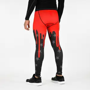 Custom Men Tie Dye Leggings Gimnasio Rojo Negro Azul Yasin usa Fitness Running Gym Medias Pantalones Venta al por mayor Ropa deportiva Leggings