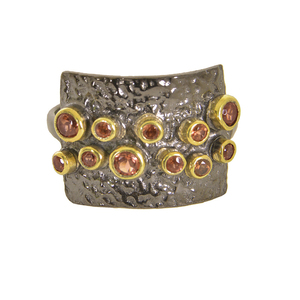 Última colección Anillo de plata esterlina 925 Chapado en oro de 18 quilates Piedra preciosa granate de rodio negro Conjunto experto Fiesta de compromiso Boda - Product Image 1