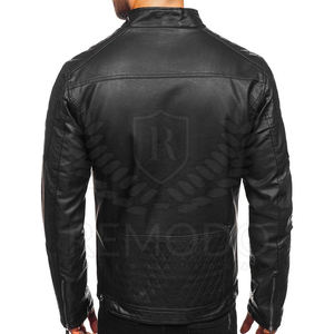 Vestes en cuir pour hommes, coupe slim, hiver, col montant, en cuir de vache, design personnalisé, service OEM, usage décontracté en plein air, vente chaude - Product Image 2